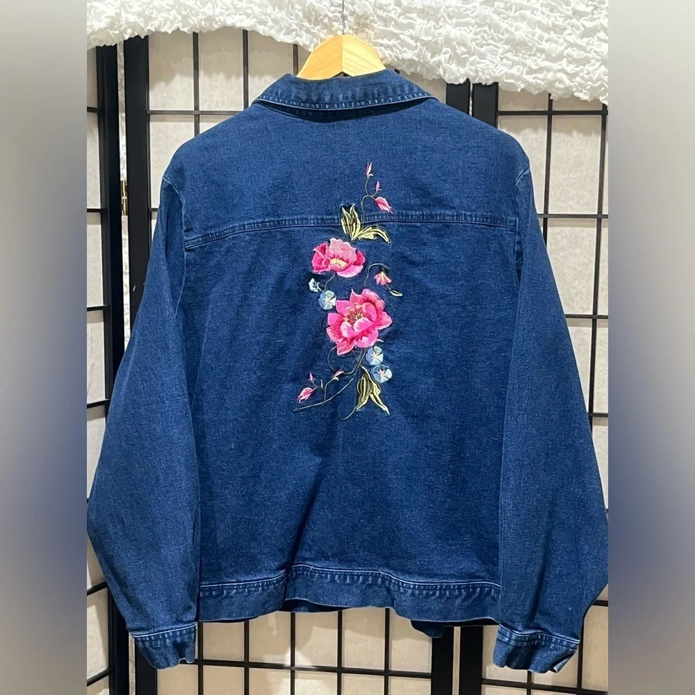 Blair Classic Blue Denim EMBROIDERED SHIRT JACKET, WOMENS SIZE 2X